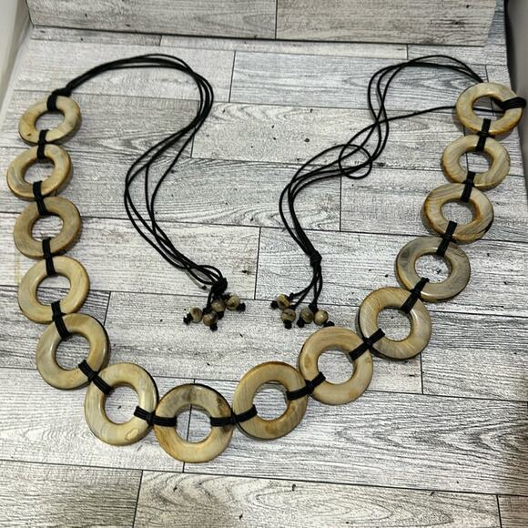 Anthropologie boho wood ring fashion belt - Picture 1 of 4